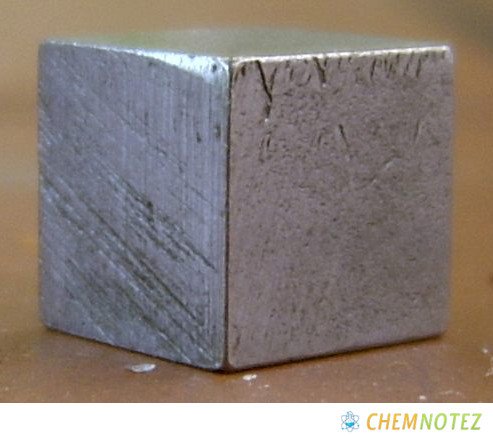 Metal cube of tin metal
