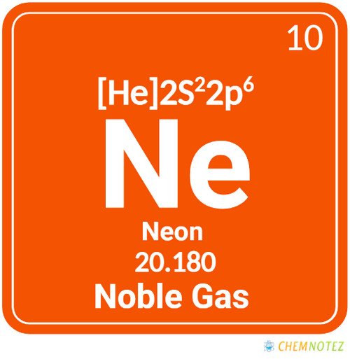 Neon element on periodic table
